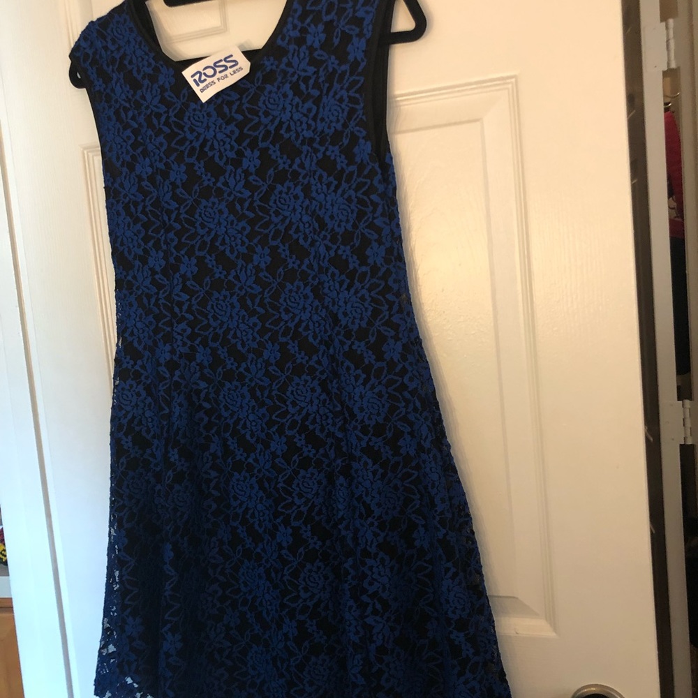 Black and blue dress with lace